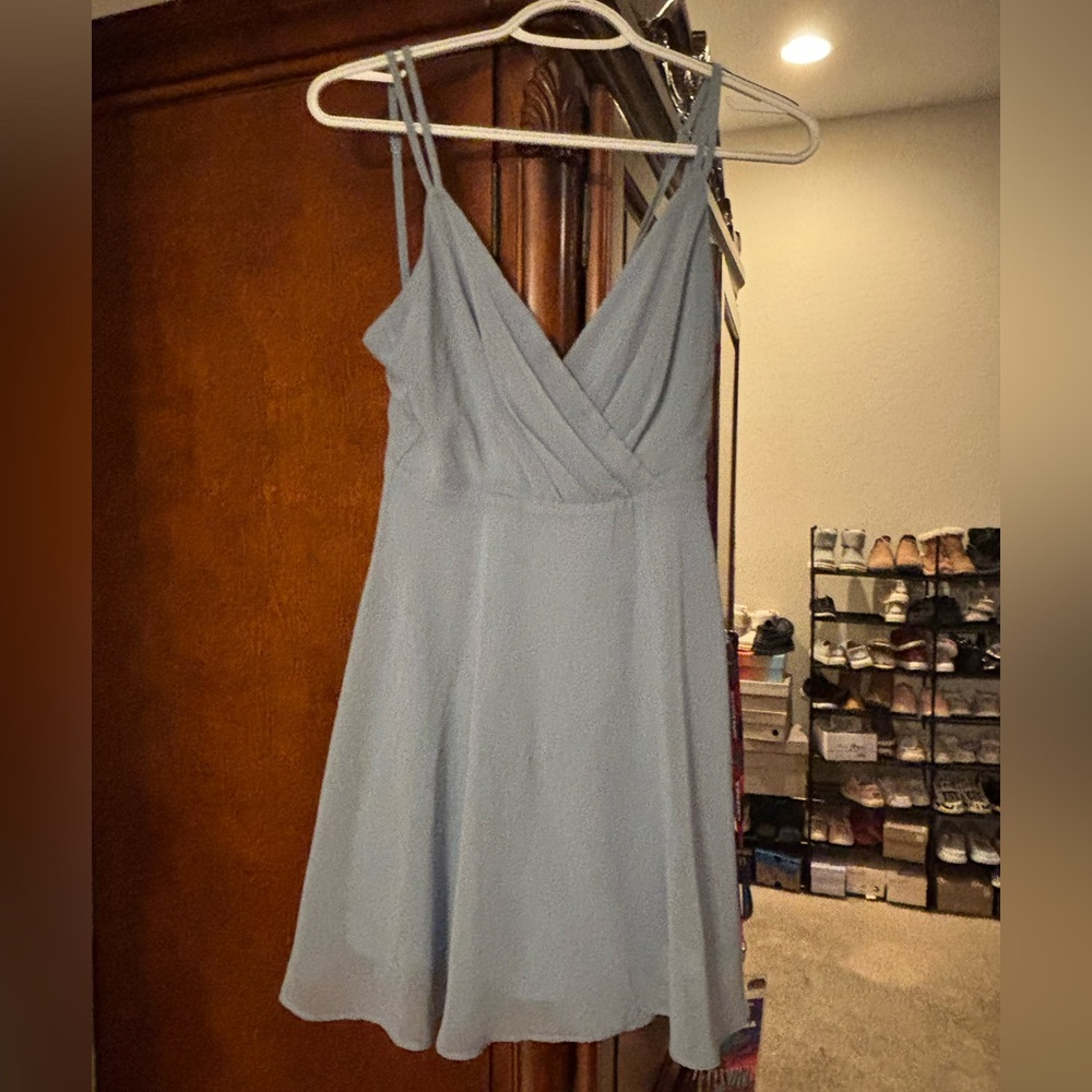 Windsor Light Blue Spaghetti Strap Mini Dress